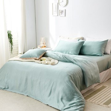 床包被套組(薄被套)-雙人加大/60支/ 萊賽爾天絲四件式 / 淺茶奶綠 台灣製