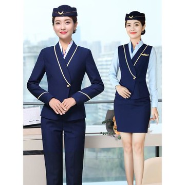 職業裝女裝馬甲套裝長袖工裝時尚修身空姐制服外套酒店前臺工作服