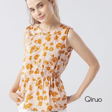 【Qiruo 奇若】春夏專櫃粉橘背心上衣8224D 束腰設計