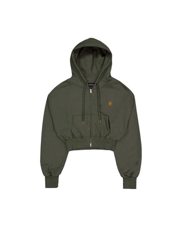 WAL Signature Crop Hood Zip-up Hoodie [Khaki]