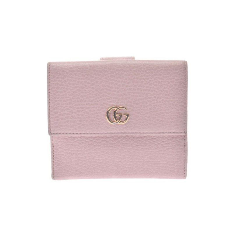 GUCCI グッチ GGマーモント コンパクトウォレット ピンクベージュ ゴールド金具 456122 レディース レザー 二つ折り財布 Bランク 中古  銀蔵 | LINEブランドカタログ