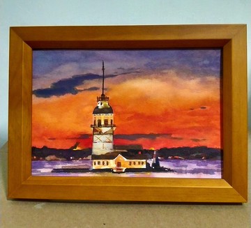 擺設 / 少女塔 / 水彩畫 / 原稿 / 含框