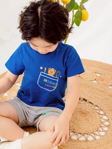 純棉運動小熊印花圓領上衣