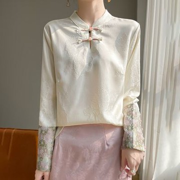 [巴黎精品] 現貨+預購 頂級法式絲質襯衫絲質上衣緞面長袖襯衫名媛絲綢冰絲涼感天絲OL女裝-內搭2色a1iz97