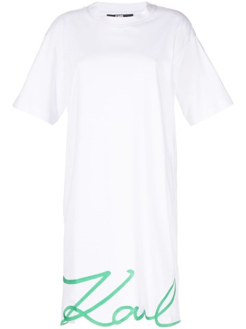 Karl Lagerfeld - embroidered-logo cotton dress - women - Cotton - S - White