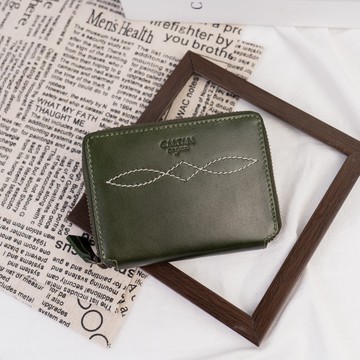 E7TH.菱紋縫線包覆式真皮短夾(071314cd)