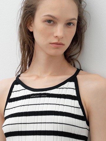 PIE STRIPE SLEEVELESS KNIT TANK (T-7066)