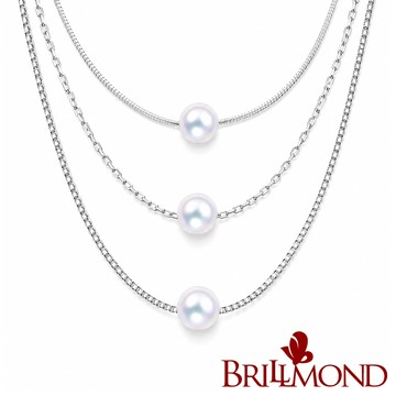 【BRILLMOND】正日本 AKOYA 天然海水珍珠 墜鍊(6-6.5MM珍珠 925銀鍊)