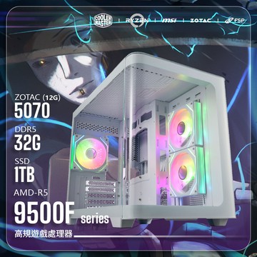 ZOTAC ｜FORT先鋒 六核心處理器｜R5-9500F/B650M-G/Geforce RTX5070 12G/32G/1TB/S380白