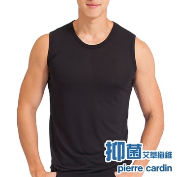 Pierre Cardin皮爾卡登 抑菌低敏感艾草透氣速乾無袖衫-單件(黑)