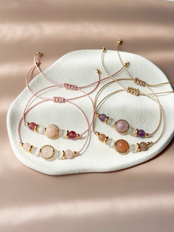 粉晶 草莓晶 摩根石 橙月光石 貓眼石 手繩手環 閨蜜姊妹禮物