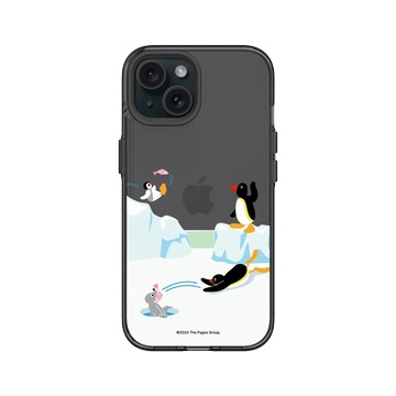 iPhone 15 Clear 酷墨灰 - Pingu 企鵝家族 - 魚的接力賽