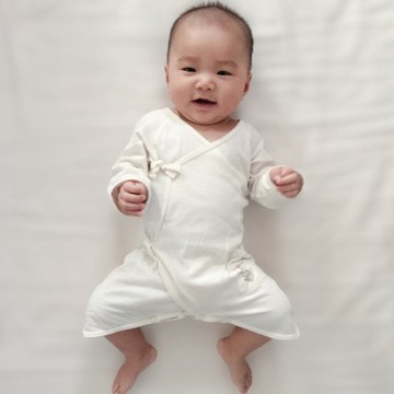 有機棉新生兒綁帶蝴蝶衣・側開綁帶連身服・台灣製_HomeyOrganic
