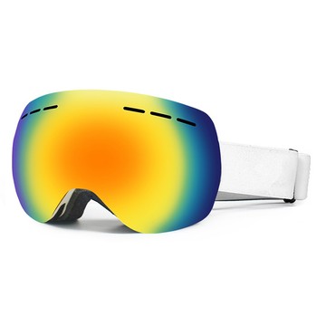 滑雪鏡-S/M(附盒)『亮白框/桔仿紅片』HX-021 戶外 休閒 旅遊 滑雪 冬季 滑雪鏡