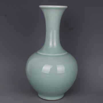 清乾隆豆青釉賞瓶手工仿古老貨瓷器家居中式客廳擺件古董古玩收藏1入