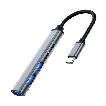 易控王 USB3.0 Type-C Hub 四孔集線器 灰色 支援OTG(40-727-04)