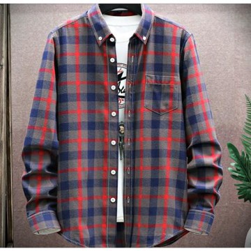 歐洲站純棉格子襯衫 男2023秋季韓版潮流寬松休閑長袖襯衣 男上衣