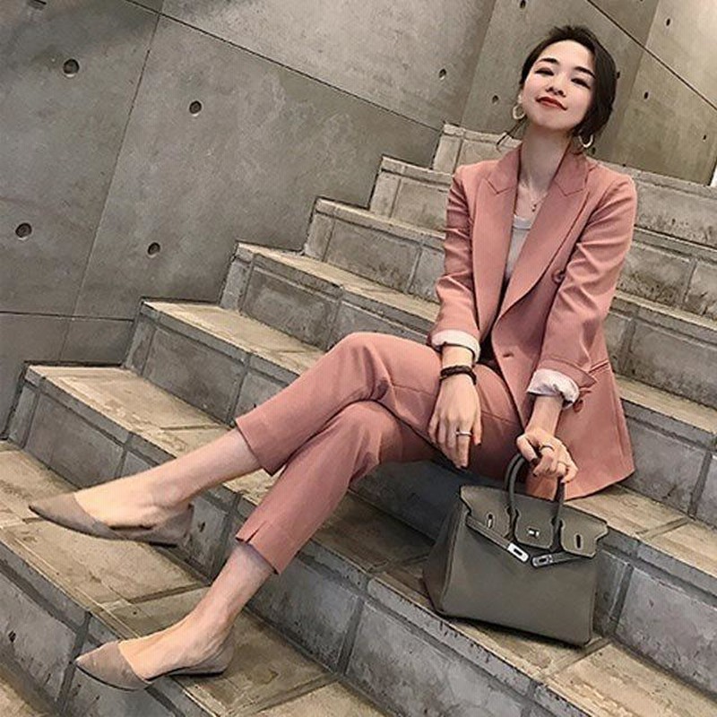年末のプロモーション特価！ いい品レディーススーツ 韓国スタイル 2点セット パンツスーツ スーツ・フォーマル・ドレス