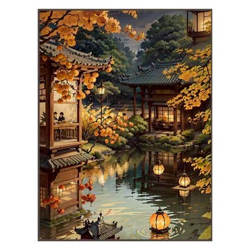 鑽石畫 30*40尺寸 14歲以上適用  古風建築  1個