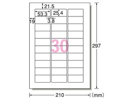 エーワン レーザー用ラベル[水に強いタイプ]A4 30面 20枚 31375