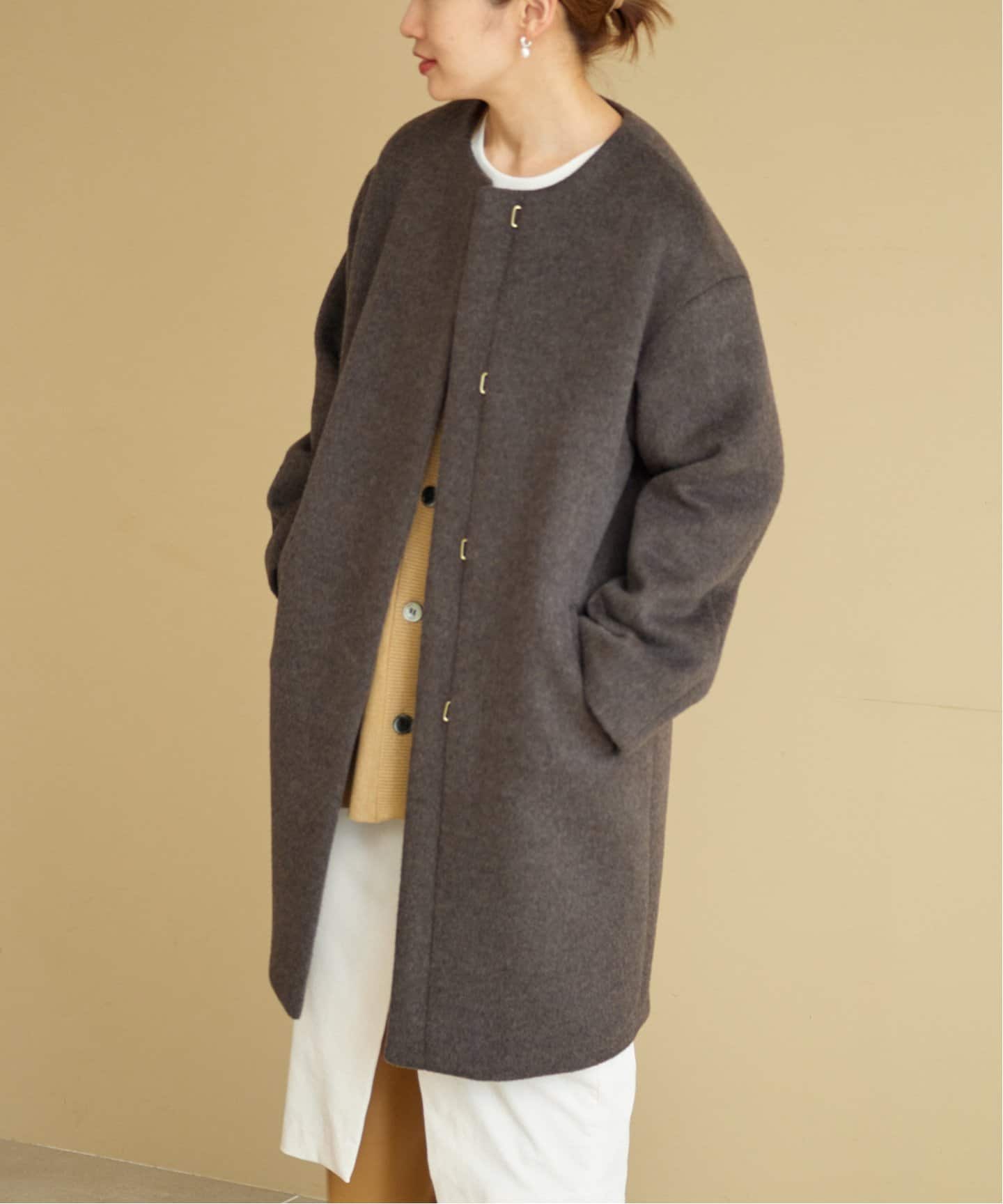 桜の花びら(厚みあり) 新品 IENA 20年 ラムウールノーカラーロング