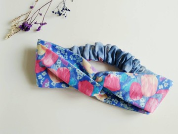 迷幻鬱金香藍/日和雙面髮帶