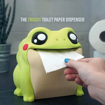 洛陽牡丹 新奇的Frodrick青蛙衛生紙分配器可愛的青蛙紙架有趣的互動翻轉肚皮可容納最大120毫米的紙卷有趣的家居裝飾