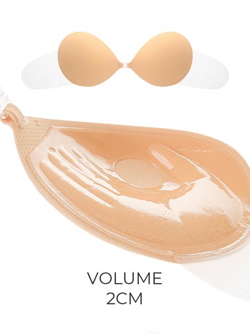 Side-up Adhesive Push-up Front Hook Bra [Nude]