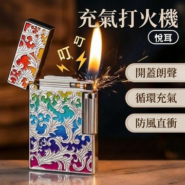 充氣打火機 浮雕富貴花 清脆朗聲 明火側滑砂輪 點火打火機 七彩花紋金屬翻蓋 合金外殼隨身收藏 禮品交換用 070打火機