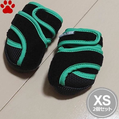 ペットアドバンス　ドッグブーツ　犬の靴　いぬたび　XS　アップルグリーン　2個入　足裏保護　靴　靴下　犬　布製　ブラック　黒　ピカコーポレイション