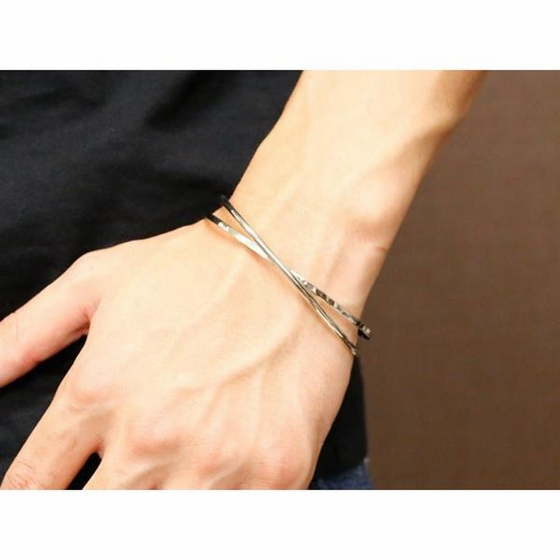 プラチナ ブレスレット メンズ バングル 2連バングル プラチナ