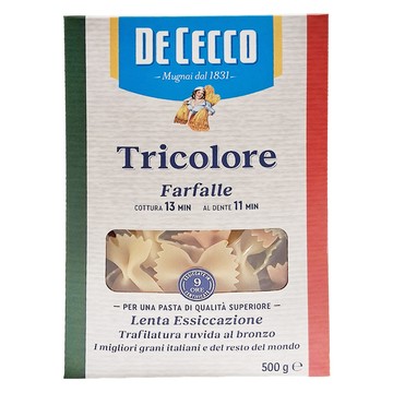 DE CECCO 得科 義大利麵 No.93 三色蝴蝶結麵  500g  1盒