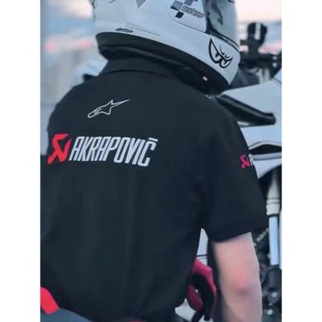 夏季T恤男女a星天蝎聯名刺繡短袖摩托車透氣速干休閑POLO衫翻領潮