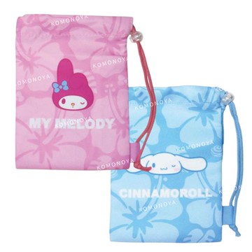 小禮堂 Sanrio 三麗鷗 Y2K 束口收納袋 (扶桑花) 美樂蒂 大耳狗