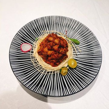 酒店用品冷菜盤圓形色釉融合菜盤特色創意餐具擺盤意境菜大董創意