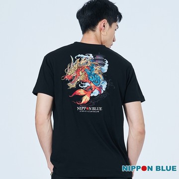 日本藍 BLUE WAY – 東海道金鯱短TEE(黑)