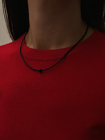 Minimalist Glass Beads Adjustable Necklace [Black]