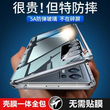 適用Reno12pro手機殼玻璃全包opporeno12保護套新款防摔防窺雙面磁吸Pro+外殼透明硬殼新品時尚男生女士潮薄