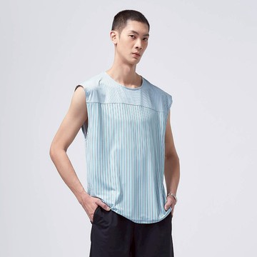 不可退換 /REBOOT-條紋拼接背心-湖水綠