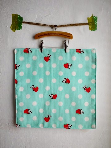 限量訂製款=日本二重紗手帕=胖達愛草莓=藍綠