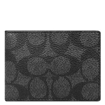 COACH 黑色大C PVC名片短夾