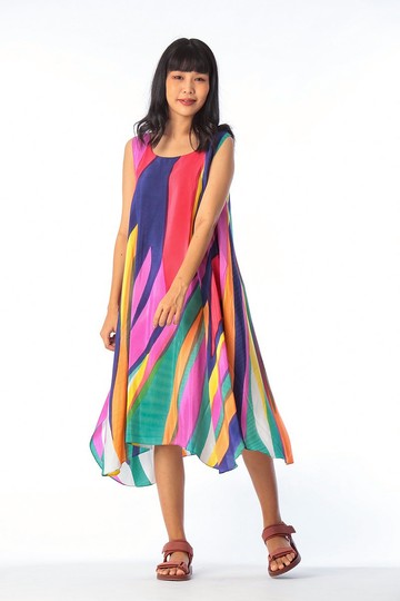 Dress Hand Paint Soft Cotton Silk for Yoga Vacation Holidays