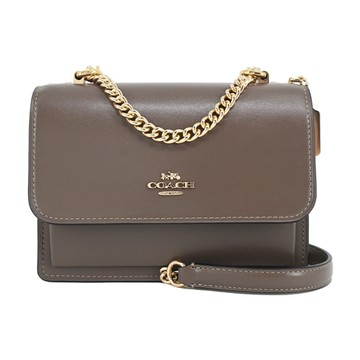 COACH Mini Klare 經典防刮皮革兩用風琴包(迷你/深石灰)