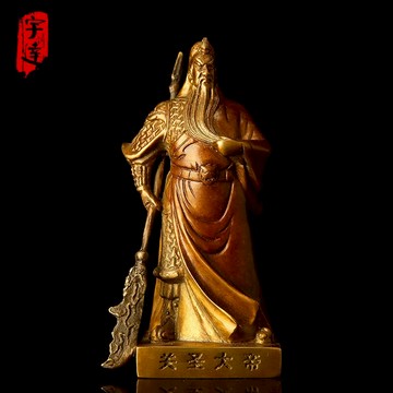 關公汽車擺件 青銅器 24k金 純手工 收藏禮品