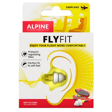 ALPINE Flyfit 飛行專用耳塞 壓力調節 完美貼合 柔軟舒適 易於清潔 可重複使用  1組