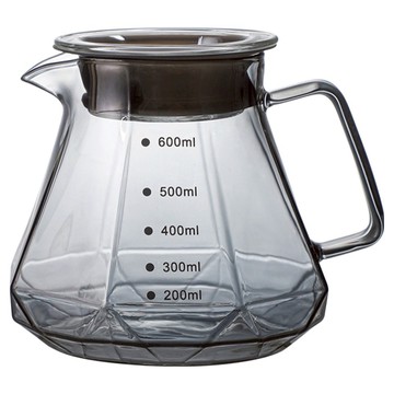 卡特屋 黑曜石咖啡分享壺 600ml 菸灰 (含壺蓋) 無鉛耐熱玻璃  1個