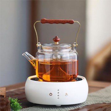 煮茶爐電陶爐白茶花茶養生玻璃燒水壺泡茶壺蒸茶器煮茶器茶具套裝