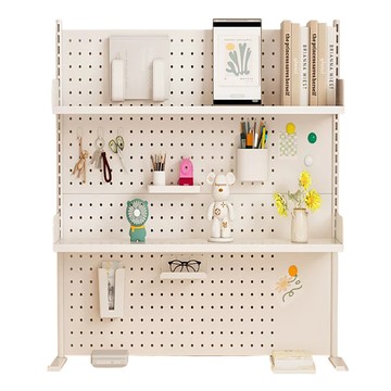 【居家生活Easy Buy】立式洞洞板桌上型層距可調置物架寧靜白