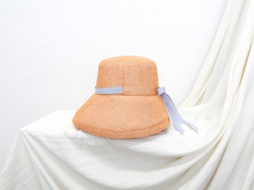 透氣鐘型綁繩大帽-橘黃色