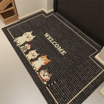 乖巧小貓100x120cm入戶門地墊（室內進門地毯 玄關耐髒腳墊 橫鋪大門口墊 可擦洗門墊 防滑踩踏墊）
